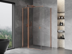 Mexen Mist T cabine de douche pivotante 80 x 90 cm, transparent, cuivre brossé - 8A4T-080-090-65-00