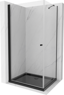 Mexen Pretoria cabine de douche battante 70 x 100 cm, transparent, noir + bac à douche Flat, noir - 852-070-100-70-00-4070B