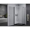 Mexen Pretoria cabine de douche pivotante 80 x 70 cm, transparente, noire + bac Flat, noir - 852-080-070-70-00-4070B