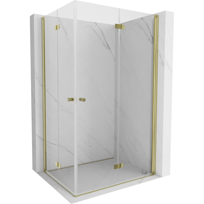 Mexen Mist-F Duo cabine de douche pliante 90 x 100 cm, transparent, dorée - 8A6-090L-100P-50-00