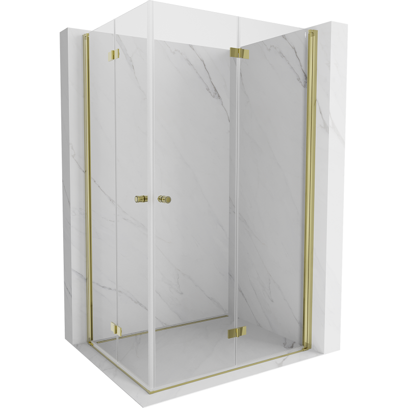 Mexen Mist-F Duo cabine de douche pliante droite 110 x 120 cm, transparent, dorée - 8A6-110L-120P-50-00
