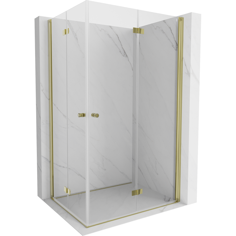 Mexen Mist-F Duo cabine de douche pliable droite 85 x 100 cm, transparent, or brossé - 8A6-085L-100P-55-00