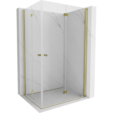 Mexen Mist-F Duo cabine de douche pliante 90 x 100 cm, transparent, or brossé - 8A6-090L-100P-55-00