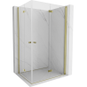 Mexen Mist-F Duo cabine de douche pliante 75 x 110 cm, transparent, or brossé - 8A6-075L-110P-55-00