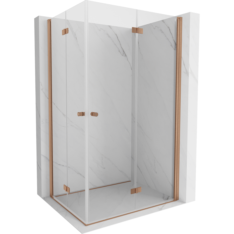Mexen Mist-F Duo cabine de douche pliante droite 70 x 80 cm, transparent, cuivre brossé - 8A6-070L-080P-65-00