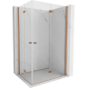 Mexen Mist-F Duo cabine de douche pliante droite 70 x 100 cm, transparent, cuivre brossé - 8A6-070L-100P-65-00