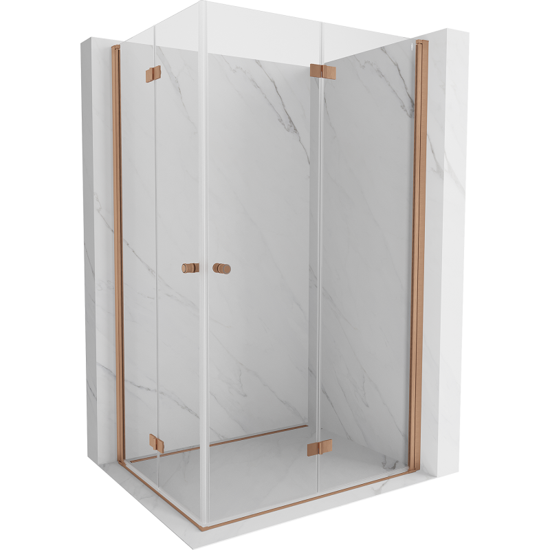 Mexen Mist-F Duo cabine de douche pliante droite 95 x 110 cm, transparent, cuivre brossé - 8A6-095L-110P-65-00