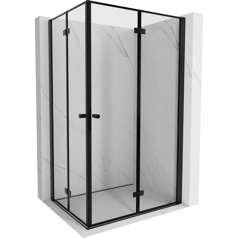 Mexen Mist-F Duo cabine de douche pliante droite 80 x 120 cm, cadre noir, noir - 8A6-080L-120P-70-70