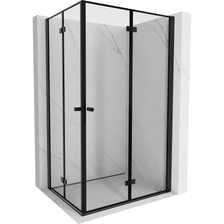 Mexen Mist-F Duo cabine de douche pliante droite 85 x 120 cm, cadre noir, noir - 8A6-085L-120P-70-70