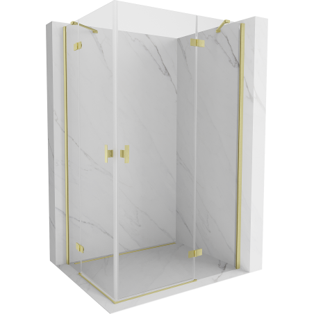 Mexen Mist-H Duo cabine de douche battante droite 75 x 80 cm, transparent, or brossé - 8A5-075L-080P-55-00
