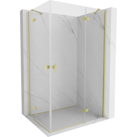 Cabine de douche à ouverture duo Mexen Mist H 70 x 90 cm, transparent, or brossé - 8A5-070L-090P-55-00