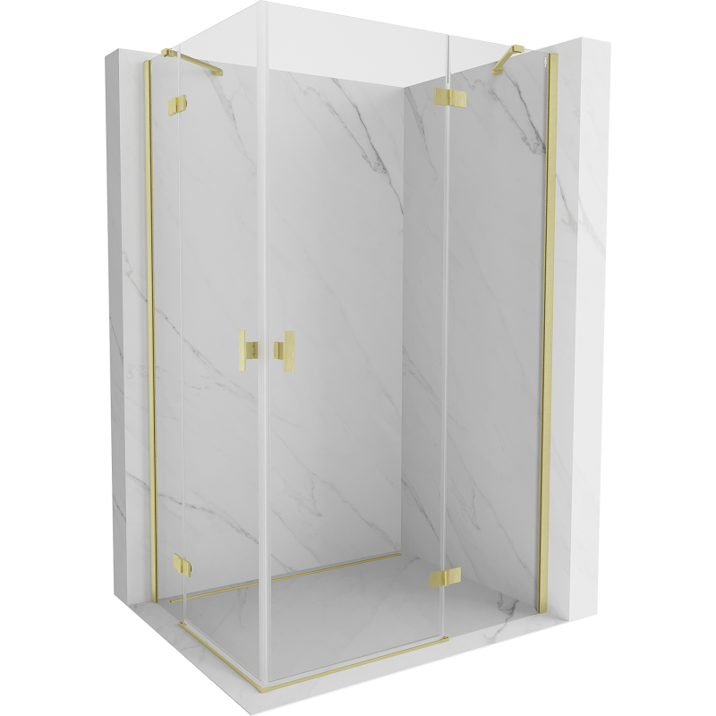 Mexen Mist-H Duo cabine de douche pivotante droite 95 x 105 cm, transparente, or brossé - 8A5-095L-105P-55-00