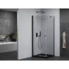 Cabine de douche pivotante Mexen Pretoria 80 x 80 cm, transparente, noire + receveur Flat, noir - 852-080-080-70-00-4070B