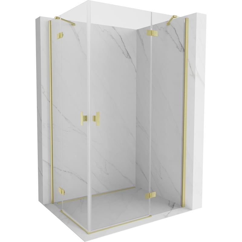 Mexen Mist-H Duo cabine de douche pivotante droite 100 x 115 cm, transparent, or brossé - 8A5-100L-115P-55-00