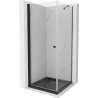 Cabine de douche pivotante Mexen Pretoria 80 x 80 cm, transparente, noire + receveur Flat, noir - 852-080-080-70-00-4070B