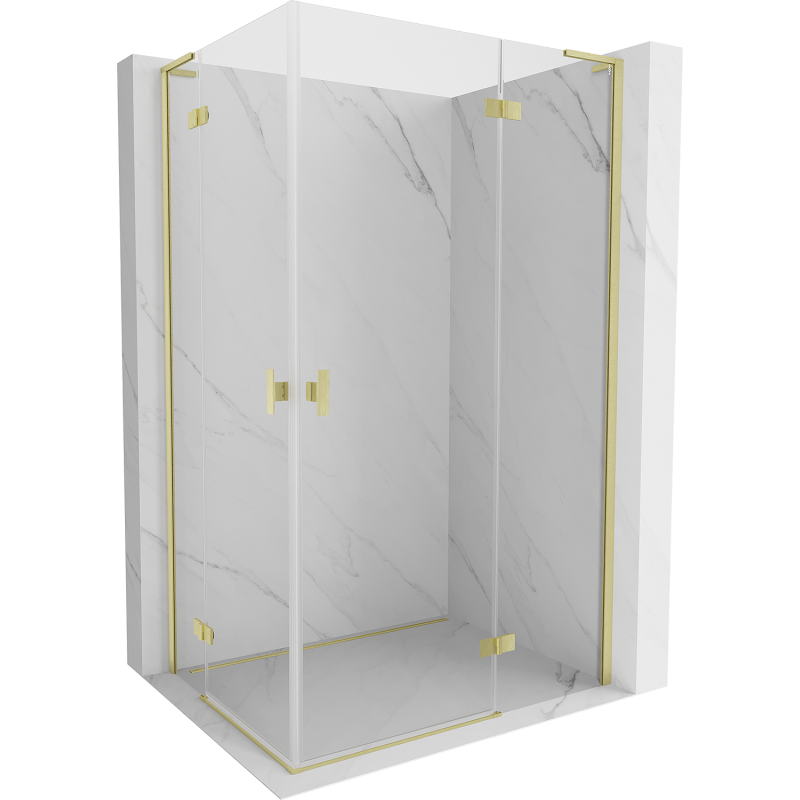 Mexen Mist-H L Duo cabine de douche pivotante droite 75 x 110 cm, transparent, doré brossé - 8A5L-075L-110P-55-00