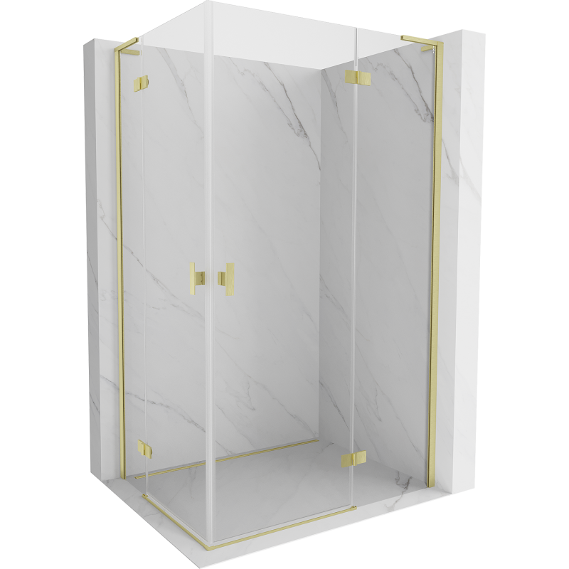 Mexen Mist-H L Duo cabine de douche pivotante 115 x 120 cm, transparent, or brossé - 8A5L-115L-120P-55-00