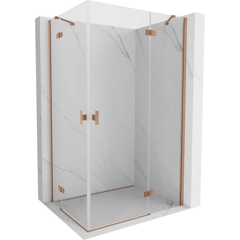 Mexen Mist H Duo cabine de douche à porte battante 80 x 90 cm, transparent, cuivre brossé - 8A5-080L-090P-65-00