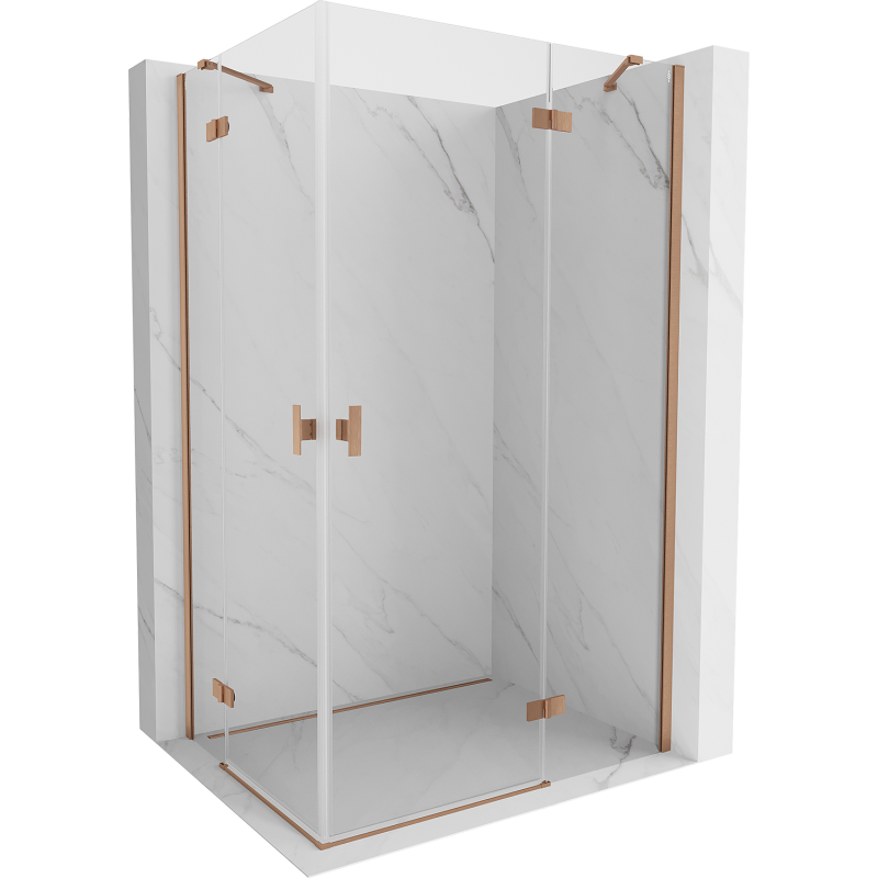 Mexen Mist H Duo cabine de douche pivotante 90 x 100 cm, transparent, cuivre brossé - 8A5-090L-100P-65-00