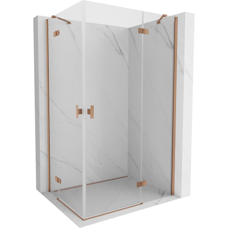 Mexen Mist H Duo cabine de douche pivotante 90 x 100 cm, transparent, cuivre brossé - 8A5-090L-100P-65-00