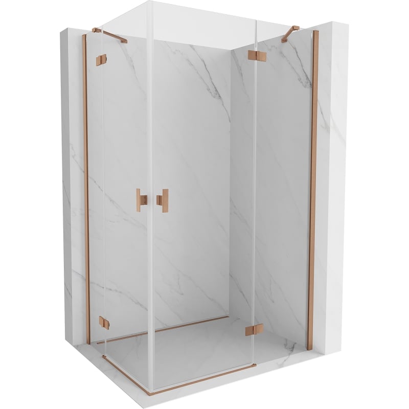 Mexen Mist-H Duo cabine de douche pivotante droite 100 x 105 cm, transparent, cuivre brossé - 8A5-100L-105P-65-00