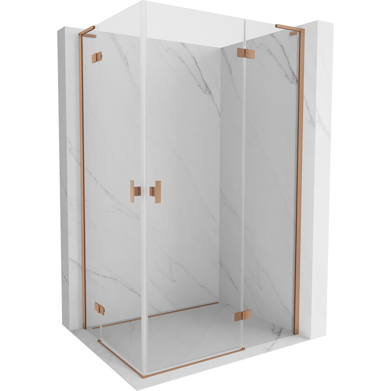 Mexen Mist-H L Duo cabine de douche pivotante droite 100 x 105 cm, transparent, cuivre brossé - 8A5L-100L-105P-65-00