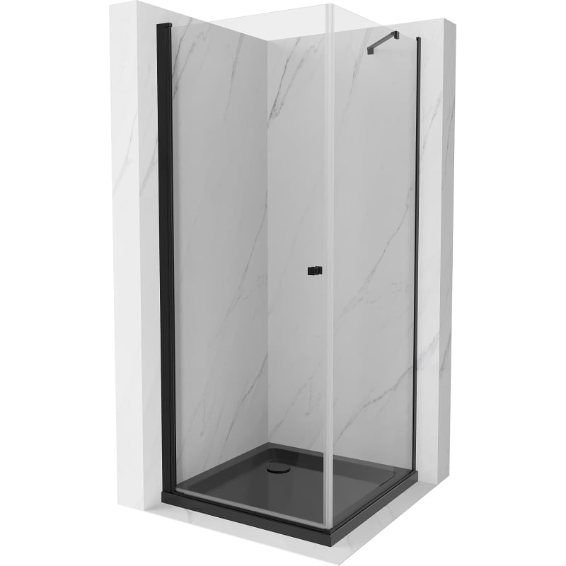 Mexen Pretoria cabine de douche pivotante 90 x 90 cm, transparente, noire + receveur de douche Flat, noir
