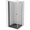 Mexen Pretoria cabine de douche battante 90 x 90 cm, transparent, noire + receveur Flat, noir - 852-090-090-70-00-4070B