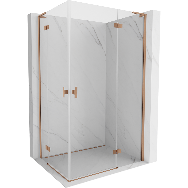 Mexen Mist-H L Duo cabine de douche pivotante 105 x 110 cm, transparent, cuivre brossé - 8A5L-105L-110P-65-00