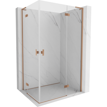 Mexen Mist-H L Duo cabine de douche pivotante 105 x 110 cm, transparent, cuivre brossé - 8A5L-105L-110P-65-00