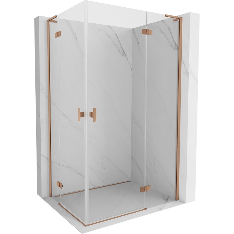 Mexen Mist-H L Duo cabine de douche à charnière droite 95 x 115 cm, transparent, cuivre brossé - 8A5L-095L-115P-65-00