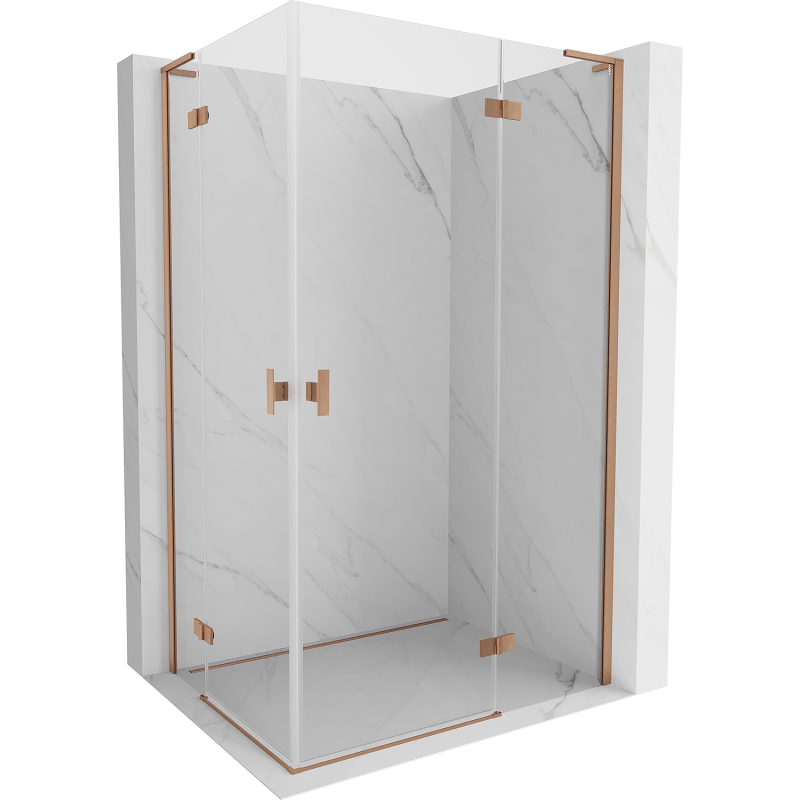 Mexen Mist-H L Duo cabine de douche pivotante 80 x 120 cm, transparent, cuivre brossé - 8A5L-080L-120P-65-00