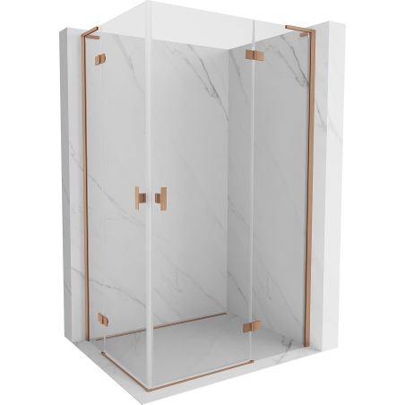 Mexen Mist-H L Duo cabine de douche pivotante 80 x 120 cm, transparent, cuivre brossé - 8A5L-080L-120P-65-00