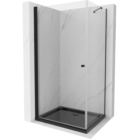 Mexen Pretoria cabine de douche pivotante 90 x 100 cm, transparente, noire + receveur Flat, noir - 852-090-100-70-00-4070B