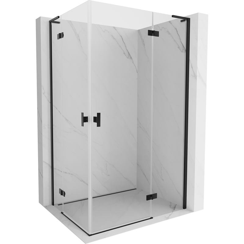 Mexen Mist-H L Duo cabine de douche pivotante droite 90 x 100 cm, transparent, noir - 8A5L-090L-100P-70-00