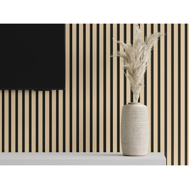 Mexen Lam-F lattes murales acoustiques 275 x 30 cm, feutre 8 mm, placage technique, Chêne Sablé - S105-275307-3015-001