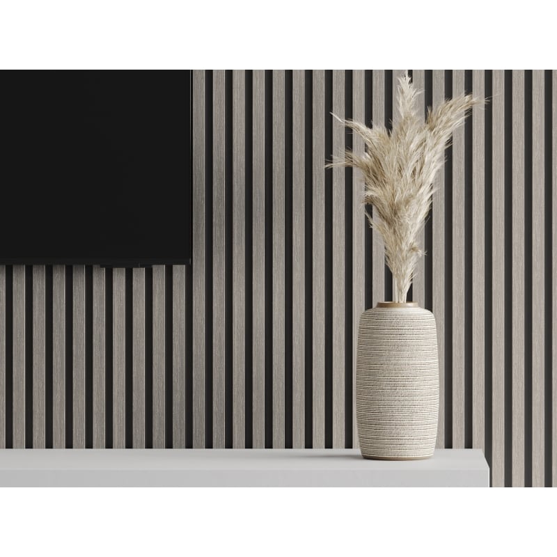 Mexen Lam-B lamelles murales 275 x 30 cm, plaque HDF 4 mm, placage technique, Chêne Argenté - S100-275307-3015-007