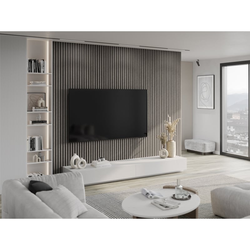 Mexen Lam-B lamelles murales 275 x 30 cm, plaque HDF 4 mm, placage technique, Chêne Argenté - S100-275307-3015-007