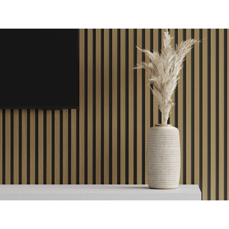 Mexen Lam-B lamelles murales 275 x 30 cm, panneau HDF 4 mm, placage technique, Teck Doré - S100-275307-3015-014