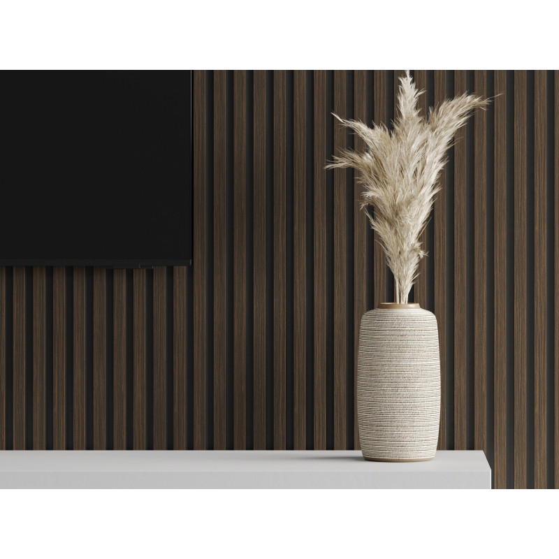 Mexen Lam-B lames murales 275 x 30 cm, panneau HDF 4 mm, placage technique, Noyer Fumé - S100-275307-3015-024