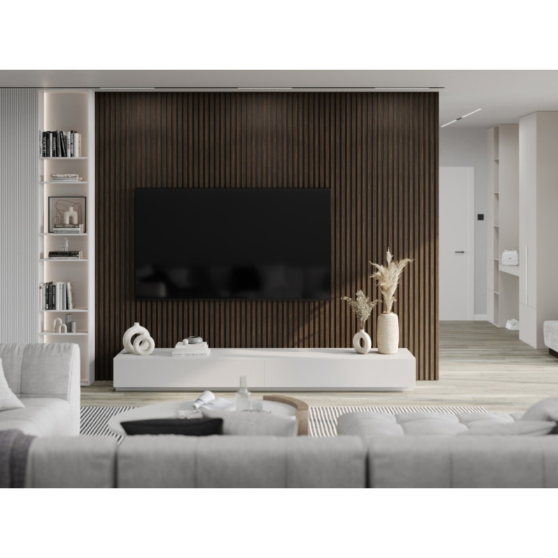 Mexen Lam-B lames murales 275 x 30 cm, panneau HDF 4 mm, placage technique, Noyer Fumé - S100-275307-3015-024