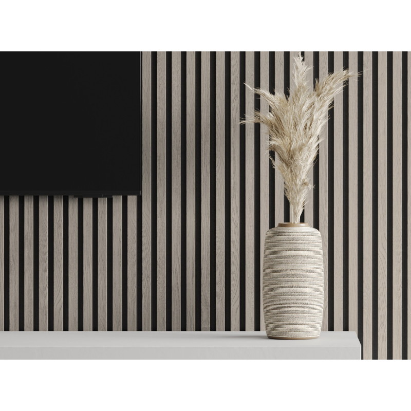 Mexen Lam-F lattes murales acoustiques 275 x 30 cm, feutre 8 mm, placage technique, Chêne Cendré - S105-275307-3015-005