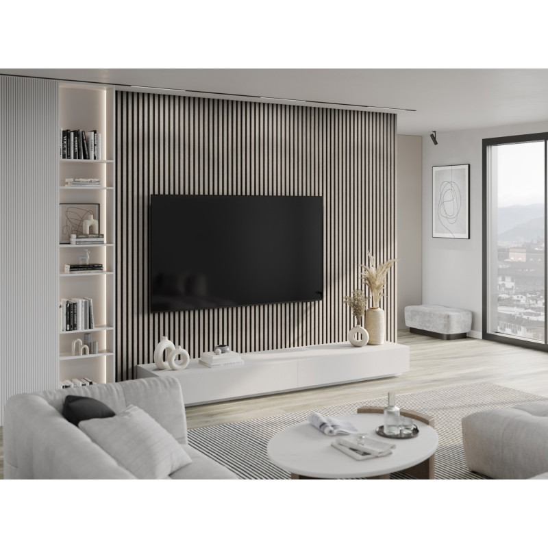 Mexen Lam-F lattes murales acoustiques 275 x 30 cm, feutre 8 mm, placage technique, Chêne Cendré - S105-275307-3015-005