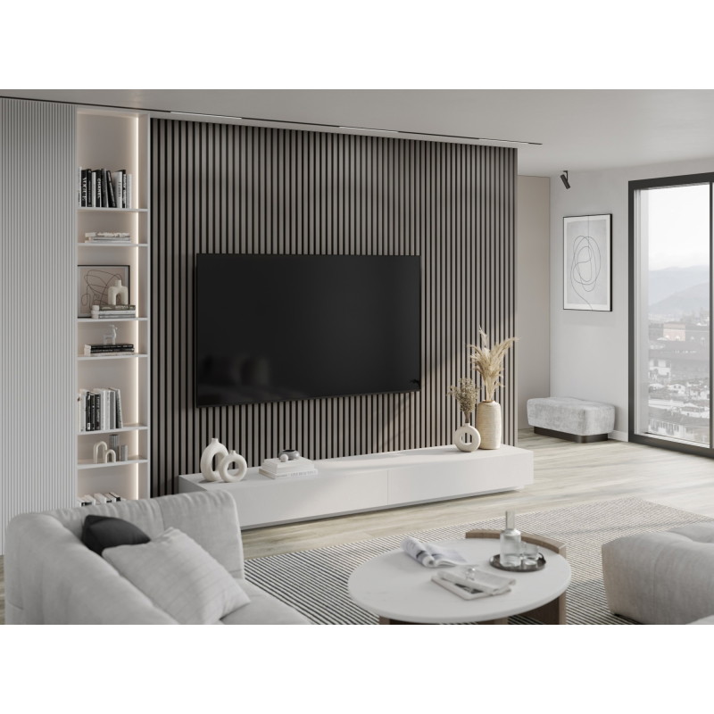 Mexen Lam-F lames murales acoustiques 275 x 30 cm, feutre 8 mm, placage technique, Chêne Acier - S105-275307-3015-006