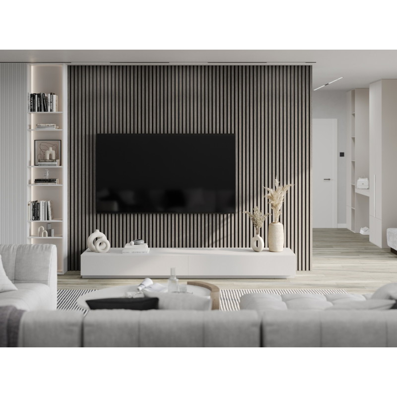 Mexen Lam-F lamelles murales acoustiques 275 x 30 cm, feutre 8 mm, placage technique, Chêne Argenté - S105-275307-3015-007