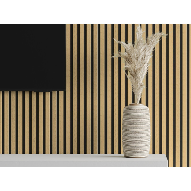 Mexen Lam-F lattes murales acoustiques 275 x 30 cm, feutre 8 mm, placage technique, Bambou Naturel - S105-275307-3015-011