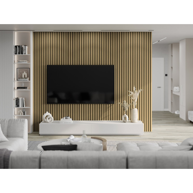 Mexen Lam-F lattes murales acoustiques 275 x 30 cm, feutre 8 mm, placage technique, Bambou Naturel - S105-275307-3015-011