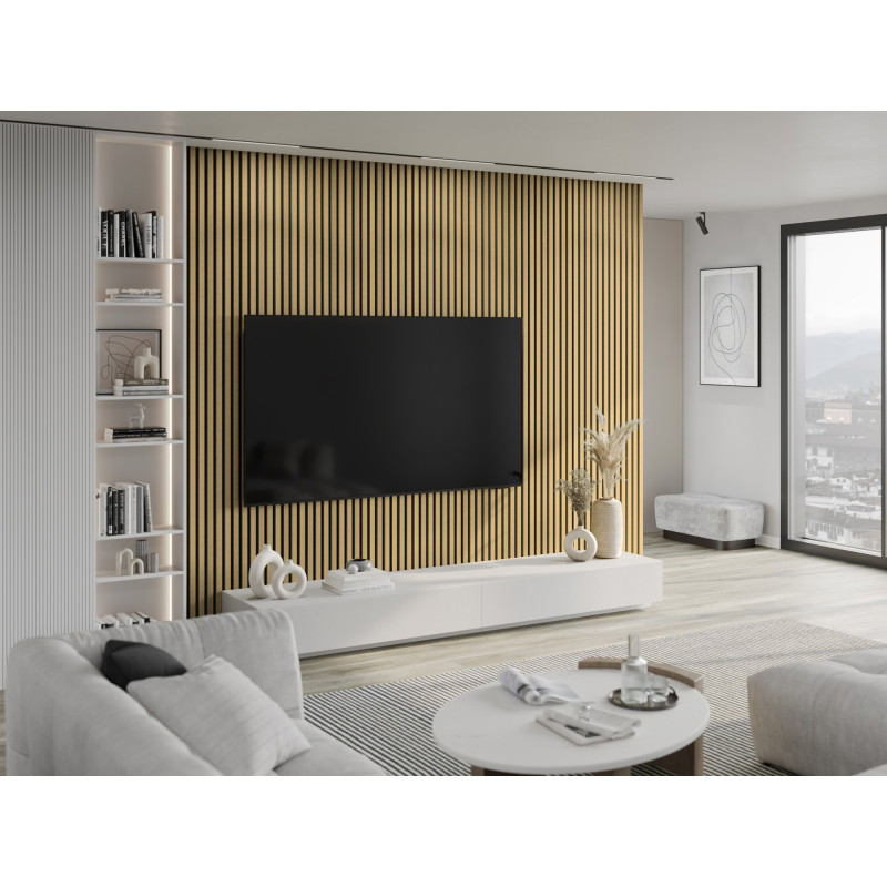 Mexen Lam-F lattes murales acoustiques 275 x 30 cm, feutre 8 mm, placage technique, Bambou Naturel - S105-275307-3015-011