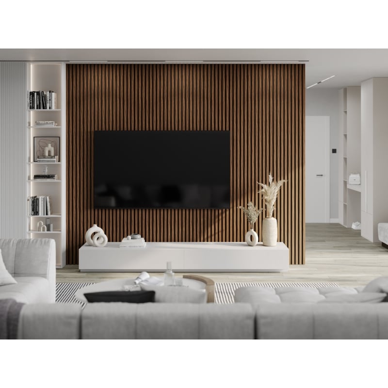 Mexen Lam-F lames murales acoustiques 275 x 30 cm, feutre 8 mm, placage technique, Acajou Rubis - S105-275307-3015-013