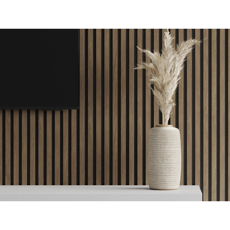 Mexen Lam-F lattes murales acoustiques 275 x 30 cm, feutre 8 mm, placage technique, Noyer Cacao - S105-275307-3015-018